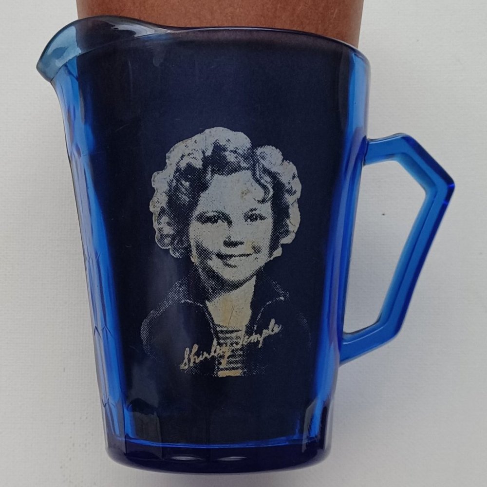 Vintage Cobalt Blue Glass Shirley Temple Pitcher or Creamer Hazel Atlas